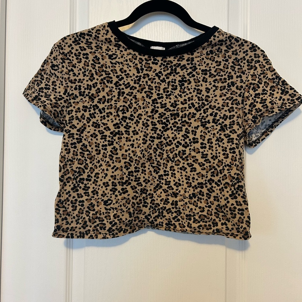 Garage Leopard Print Crop Top with Black Trim